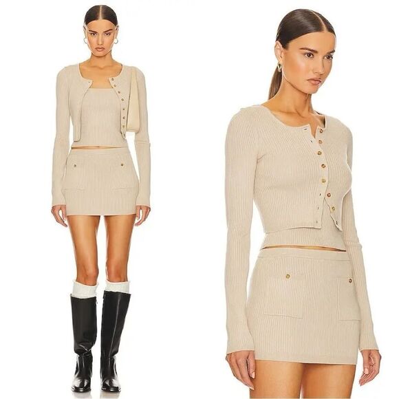 Helsa Sweaters - HELSA Ediva Cardigan In Oyster Neutral